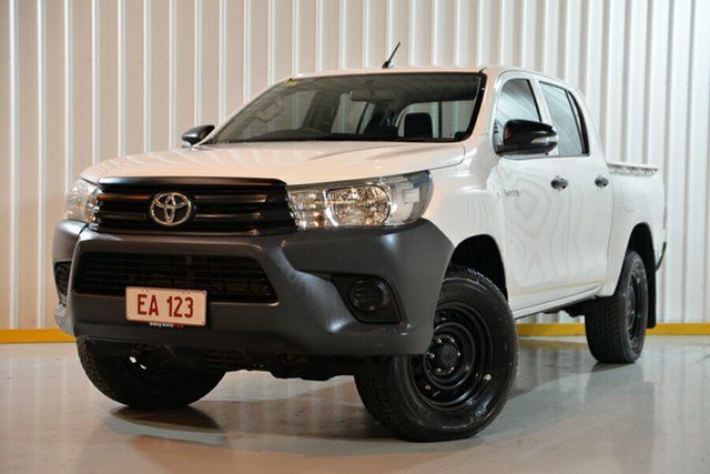 Used Toyota Hilux GUN125R Workmate Double Cab Hendra, 2017 Toyota Hilux GUN125R Workmate Double Cab White 6 Speed Sports Automatic Utility