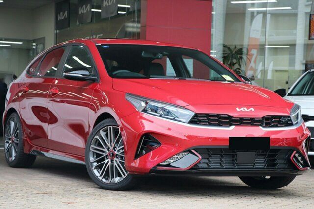 New Kia Cerato BD MY24 GT DCT St Marys, 2024 Kia Cerato BD MY24 GT DCT Runway Red 7 Speed Sports Automatic Dual Clutch Hatchback