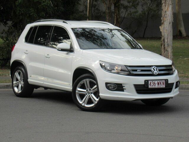 Used Volkswagen Tiguan 5N MY16 155TSI DSG 4MOTION R-Line Slacks Creek, 2015 Volkswagen Tiguan 5N MY16 155TSI DSG 4MOTION R-Line White 7 Speed Sports Automatic Dual Clutch