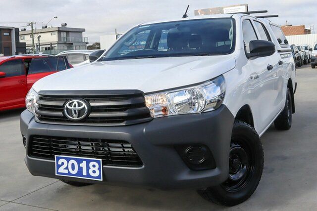 Used Toyota Hilux TGN121R Workmate Double Cab 4x2 Coburg North, 2018 Toyota Hilux TGN121R Workmate Double Cab 4x2 White 6 Speed Sports Automatic Utility