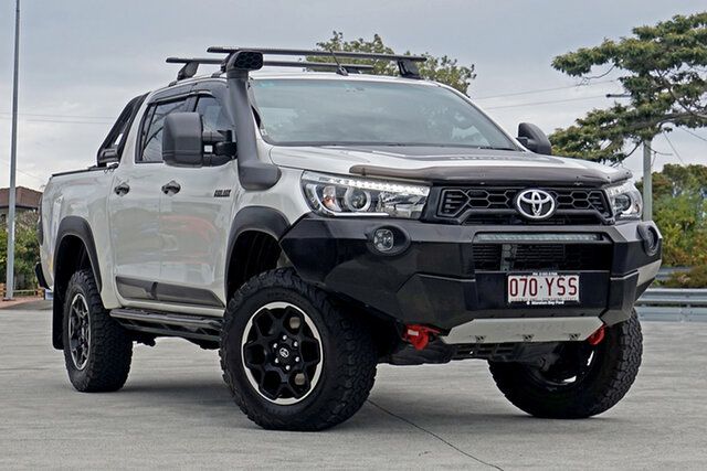 Used Toyota Hilux GUN126R Rugged X Double Cab Capalaba, 2018 Toyota Hilux GUN126R Rugged X Double Cab Pearl White 6 Speed Sports Automatic Utility