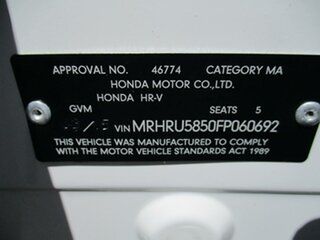 2015 Honda HR-V MY15 VTi-S White 1 Speed Constant Variable Wagon