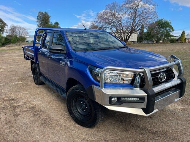 Pre-Owned Toyota Hilux GUN126R SR Double Cab Oakey, 2018 Toyota Hilux GUN126R SR Double Cab Nebula Blue 6 Speed Manual Cab Chassis