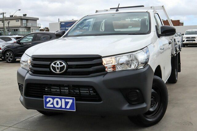 Used Toyota Hilux TGN121R Workmate 4x2 Coburg North, 2017 Toyota Hilux TGN121R Workmate 4x2 White 6 Speed Sports Automatic Cab Chassis