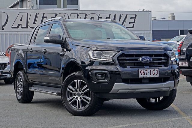 Used Ford Ranger PX MkIII 2021.75MY Wildtrak Springwood, 2022 Ford Ranger PX MkIII 2021.75MY Wildtrak Shadow Black 10 Speed Sports Automatic