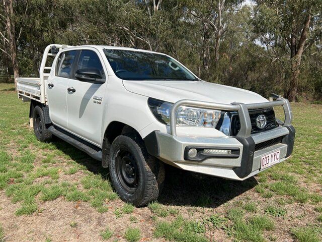 Pre-Owned Toyota Hilux GUN126R SR Double Cab Dalby, 2019 Toyota Hilux GUN126R SR Double Cab Glacier White 6 Speed Sports Automatic Cab Chassis