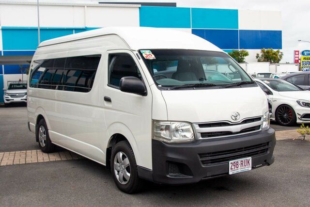 Used Toyota HiAce TRH223R MY11 Commuter High Roof Super LWB Robina, 2011 Toyota HiAce TRH223R MY11 Commuter High Roof Super LWB White 4 speed Automatic Bus