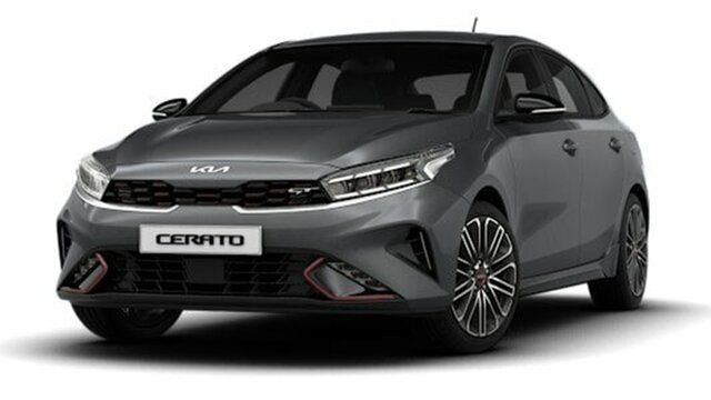 Demo Kia Cerato BD MY24 GT DCT Cleveland, 2023 Kia Cerato BD MY24 GT DCT Platinum Graphite 7 Speed Sports Automatic Dual Clutch Hatchback