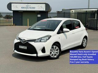 2014 Toyota Yaris NCP130R Ascent White 5 Speed Manual Hatchback.
