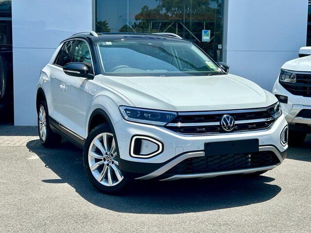 Demo Volkswagen T-ROC D11 MY23 110TSI Style Sutherland, 2023 Volkswagen T-ROC D11 MY23 110TSI Style Pure White/Black Roof 8 Speed Sports Automatic Wagon