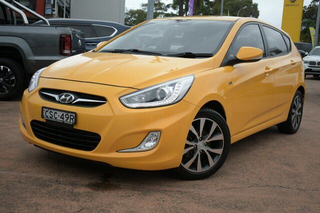 Used Hyundai Accent RB3 SR Brookvale, 2013 Hyundai Accent RB3 SR Yellow 6 Speed Manual Hatchback