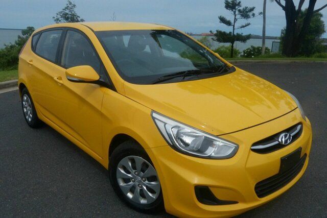 Used Hyundai Accent RB2 MY15 Active Gladstone, 2015 Hyundai Accent RB2 MY15 Active Yellow 4 Speed Sports Automatic Hatchback