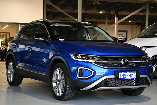 Used Volkswagen T-ROC D11 MY23 110TSI Style Victoria Park, 2022 Volkswagen T-ROC D11 MY23 110TSI Style Ravenna Blue & Black 8 Speed Sports Automatic Wagon