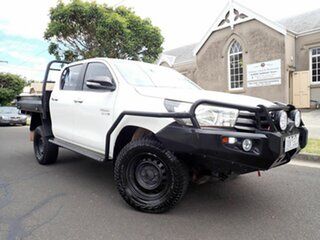 2016 Toyota Hilux GUN126R SR (4x4) White 6 Speed Automatic Dual Cab Chassis.