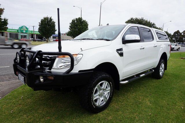 Used Ford Ranger PX XLT Double Cab Dandenong, 2012 Ford Ranger PX XLT Double Cab Cool White 6 Speed Sports Automatic Utility
