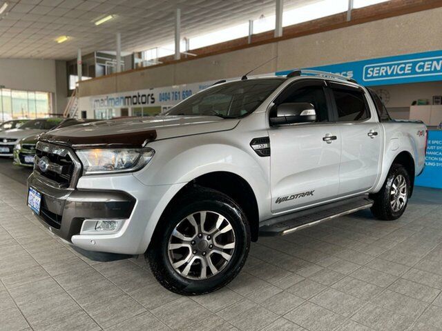 Used Ford Ranger PX MkII 2018.00MY Wildtrak Double Cab Wangara, 2017 Ford Ranger PX MkII 2018.00MY Wildtrak Double Cab Ingot Silver 6 Speed Sports Automatic Utility