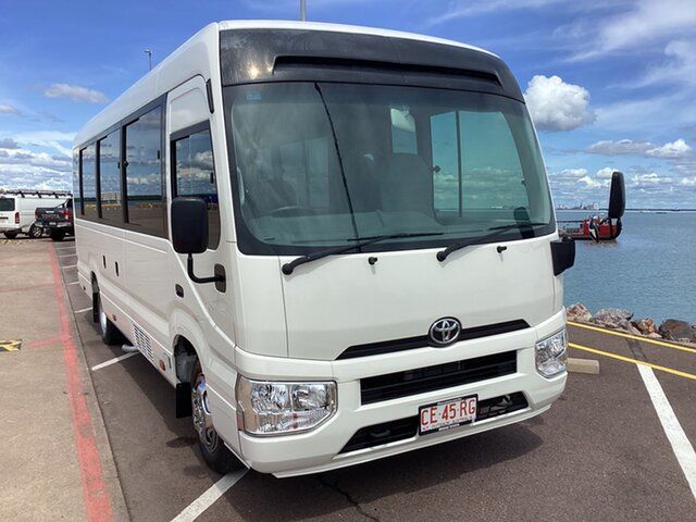 Pre-Owned Toyota Coaster XZB70R Standard (LWB) Darwin, 2021 Toyota Coaster XZB70R Standard (LWB) French Vanilla 6 Speed Automatic Bus