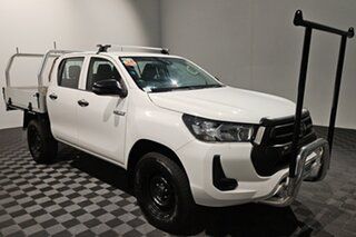 2022 Toyota Hilux GUN125R Workmate Double Cab White 6 speed Automatic Cab Chassis.