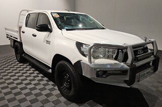 2018 Toyota Hilux GUN126R SR Double Cab White 6 speed Automatic Cab Chassis.
