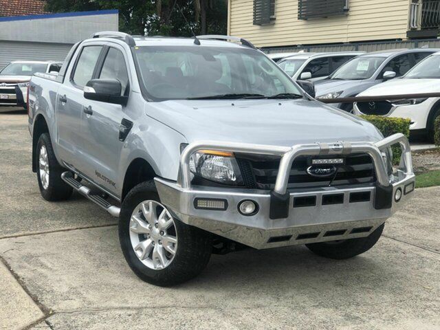 Used Ford Ranger PX Wildtrak Double Cab Chermside, 2014 Ford Ranger PX Wildtrak Double Cab Silver 6 Speed Sports Automatic Utility