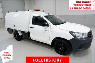2018 Toyota Hilux GUN122R Workmate 4x2 White 5 Speed Manual Cab Chassis.