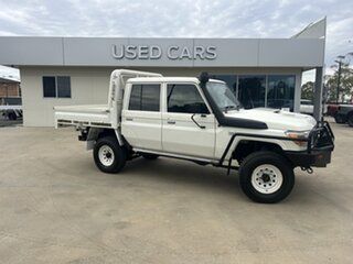 2019 Toyota Landcruiser VDJ79R Workmate Double Cab White 5 Speed Manual Cab Chassis.