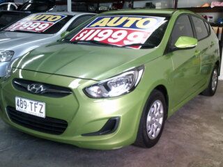 2013 Hyundai Accent RB Active Green 4 Speed Sports Automatic Hatchback.