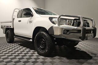 2019 Toyota Hilux GUN126R SR Extra Cab White 6 speed Automatic Cab Chassis.