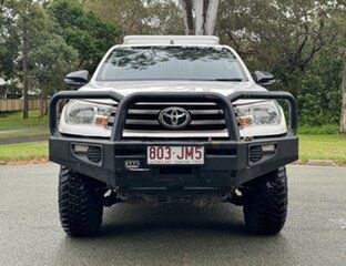 2017 Toyota Hilux GUN126R SR Double Cab White 6 Speed Manual Cab Chassis.