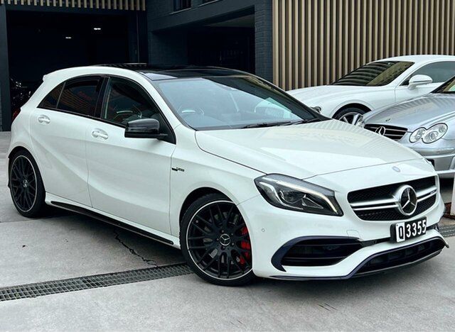 Used Mercedes-Benz A-Class W176 808+058MY A45 AMG SPEEDSHIFT DCT 4MATIC Ashmore, 2017 Mercedes-Benz A-Class W176 808+058MY A45 AMG SPEEDSHIFT DCT 4MATIC White 7 Speed