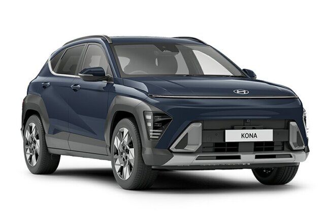 Demo Hyundai Kona SX2.V1 MY24 Premium 2WD Springwood, 2023 Hyundai Kona SX2.V1 MY24 Premium 2WD Denim Blue 1 Speed Constant Variable Wagon