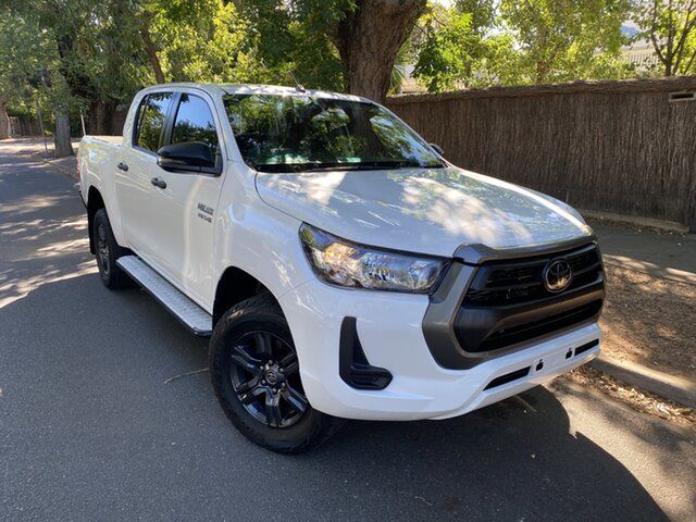 Pre-Owned Toyota Hilux GUN126R SR Double Cab Hawthorn, 2021 Toyota Hilux GUN126R SR Double Cab Glacier White 6 Speed Sports Automatic Utility