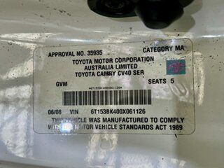 2008 Toyota Camry ACV40R Altise White 5 Speed Automatic Sedan