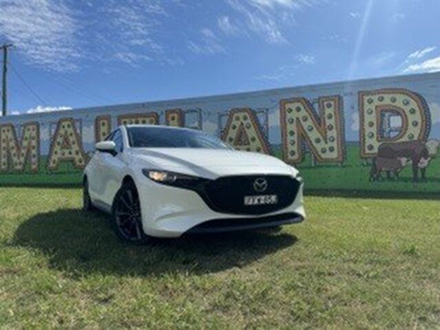 Demo Mazda 3 BP2H7A G20 SKYACTIV-Drive Evolve East Maitland, 2024 Mazda 3 BP2H7A G20 SKYACTIV-Drive Evolve Snowflake White Pearl 6 Speed Sports Automatic