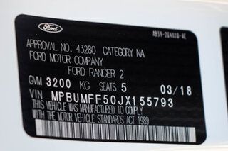 2018 Ford Ranger PX MkII 2018.00MY XL Plus White 6 speed Automatic Utility