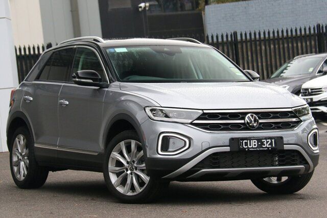 Demo Volkswagen T-ROC D11 MY24 110TSI Style Port Melbourne, 2023 Volkswagen T-ROC D11 MY24 110TSI Style Pyrite Silver 8 Speed Sports Automatic Wagon