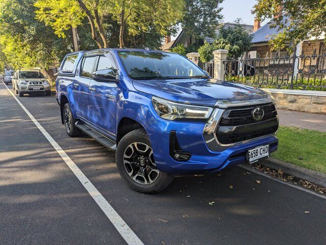 Pre-Owned Toyota Hilux GUN126R SR5 Double Cab Hawthorn, 2020 Toyota Hilux GUN126R SR5 Double Cab Nebula Blue 6 Speed Sports Automatic Utility