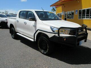 2017 Toyota Hilux GUN126R SR Double Cab White 6 Speed Manual Cab Chassis.
