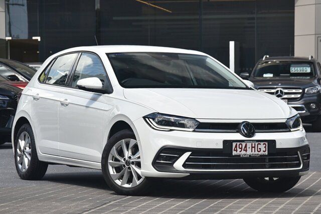 Demo Volkswagen Polo AE MY23 85TSI DSG Style Newstead, 2023 Volkswagen Polo AE MY23 85TSI DSG Style Pure White 7 Speed Sports Automatic Dual Clutch