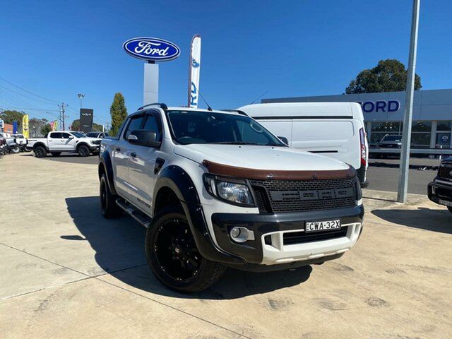 Used Ford Ranger Wildtrak Goulburn, 2014 Ford Ranger Wildtrak White Sports Automatic Double Cab Pick Up