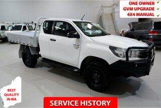 2018 Toyota Hilux GUN126R SR Extra Cab White 6 Speed Manual Cab Chassis.