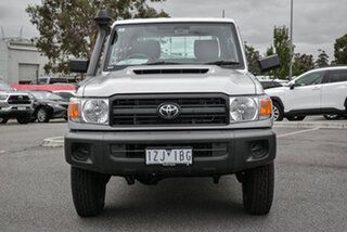 2023 Toyota Landcruiser VDJ79R Workmate Double Cab Silver Pearl 5 Speed Manual Cab Chassis.