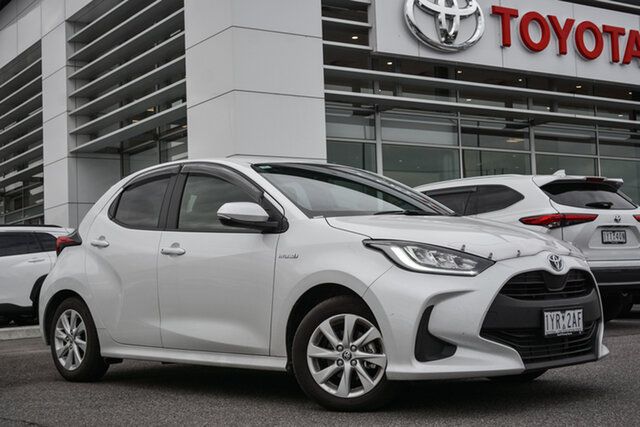 Pre-Owned Toyota Yaris Mxph10R SX Hybrid South Morang, 2023 Toyota Yaris Mxph10R SX Hybrid Frosted White 1 Speed Constant Variable Hatchback Hybrid