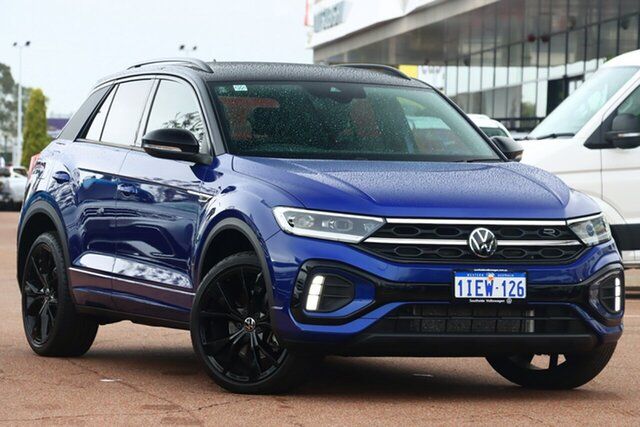 Used Volkswagen T-ROC D11 MY23 140TSI DSG 4MOTION R-Line Cannington, 2022 Volkswagen T-ROC D11 MY23 140TSI DSG 4MOTION R-Line Blue 7 Speed Sports Automatic Dual Clutch