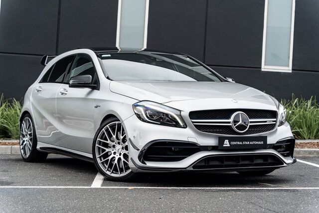 Used Mercedes-Benz A-Class W176 807MY A45 AMG SPEEDSHIFT DCT 4MATIC Narre Warren, 2016 Mercedes-Benz A-Class W176 807MY A45 AMG SPEEDSHIFT DCT 4MATIC Polar Silver 7 Speed