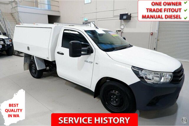 Used Toyota Hilux GUN122R Workmate 4x2 Kenwick, 2016 Toyota Hilux GUN122R Workmate 4x2 White 5 Speed Manual Cab Chassis