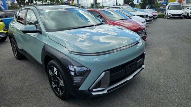 New Hyundai Kona SX2.V2 MY25 Hybrid D-CT 2WD Premium Springwood, 2025 Hyundai Kona SX2.V2 MY25 Hybrid D-CT 2WD Premium Green 6 Speed Sports Automatic Dual Clutch