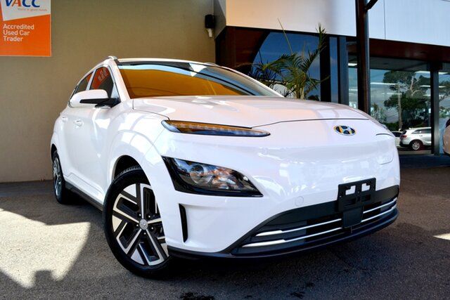 Used Hyundai Kona OS.V4 MY22 electric Elite Fawkner, 2022 Hyundai Kona OS.V4 MY22 electric Elite White 1 Speed Reduction Gear Wagon