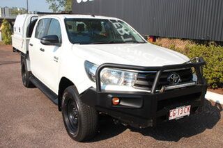 2018 Toyota Hilux GUN126R SR Double Cab Glacier White 6 Speed Sports Automatic Cab Chassis.