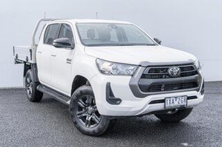 2022 Toyota Hilux GUN126R SR Double Cab White 6 Speed Sports Automatic Cab Chassis.